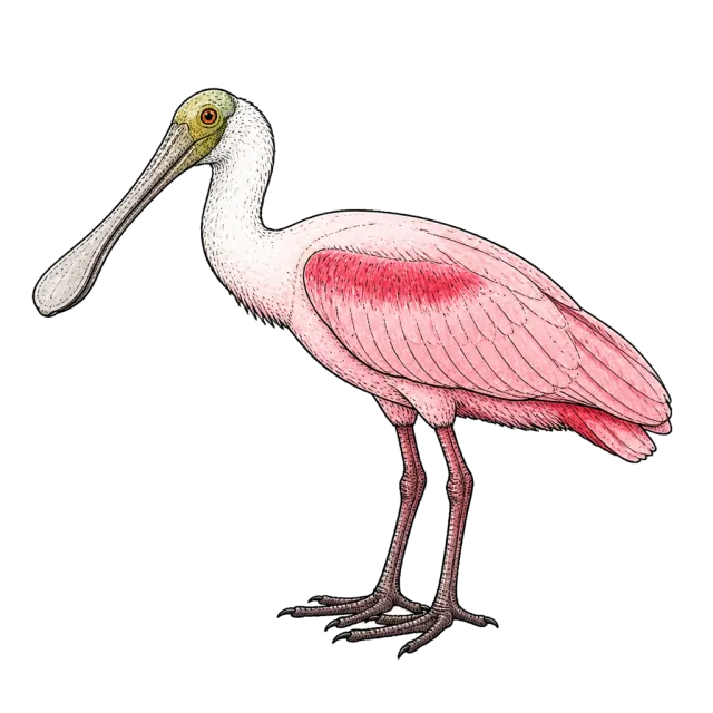 Field Ink identification plate of a roseate spoonbill